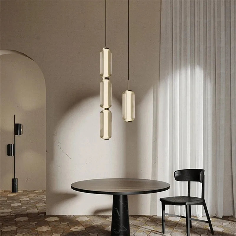 Afralia™ Glass Staircase Pendant Light: American Retro Minimalist Restaurant Foyer Artistic Lamp