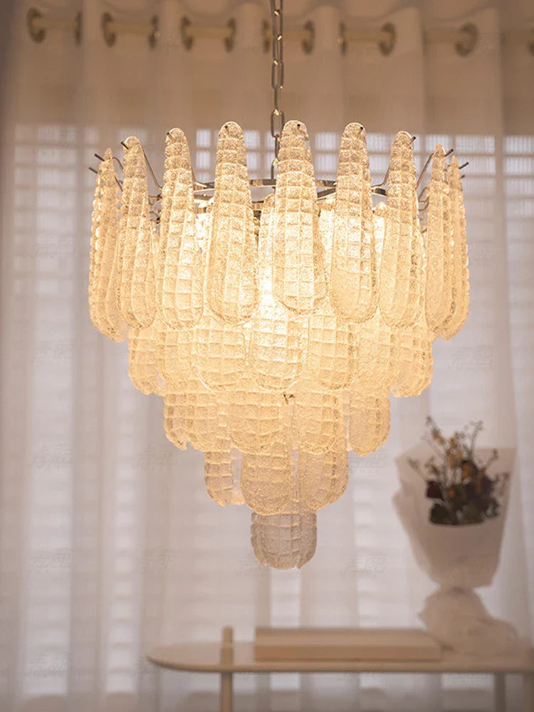 Afralia™ Round White Glass Pendant Light: Modern Waterfall Ceiling Fixture for Living Room