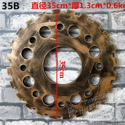 Afralia™ Vintage Golden Gear Wall Decor for Home & Bar Background Craft