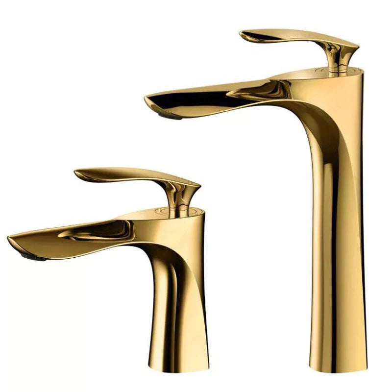 Afralia™ Gold Basin Mixer Tap High Golden Waterfall Faucet for Washbasin and Toilet