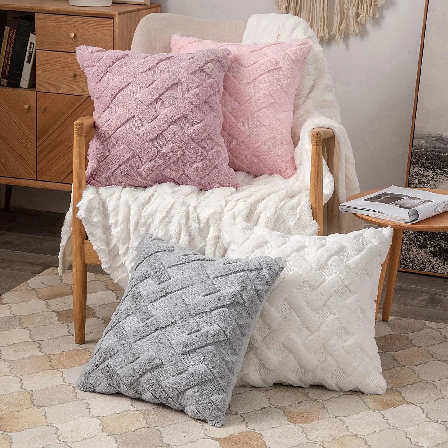 Afralia™ Luxurious Embroidered Velvet Wool Sofa Pillow Cover for Living Room Sofas
