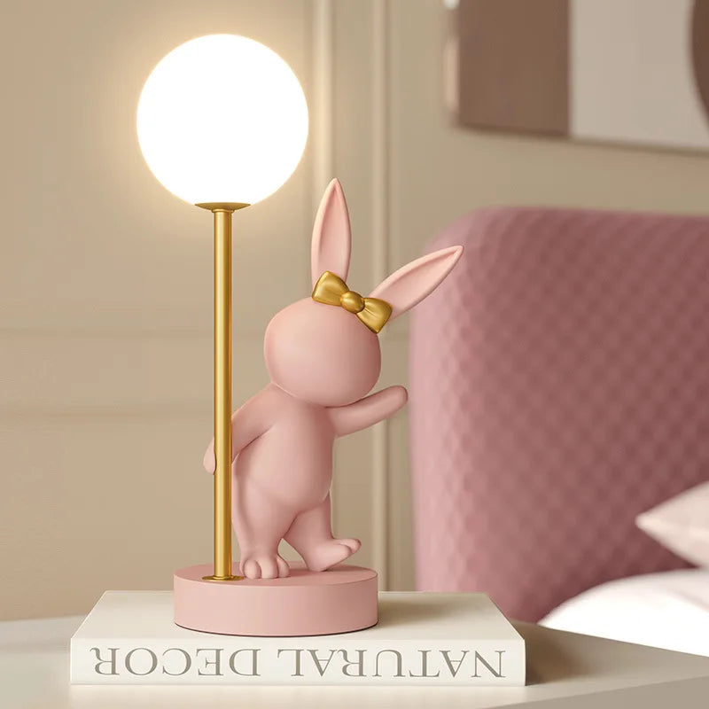 Afralia™ Nordic Rabbit Table Lamp Night Light Luxury Bunny Decor LED Bedroom Atmosphere