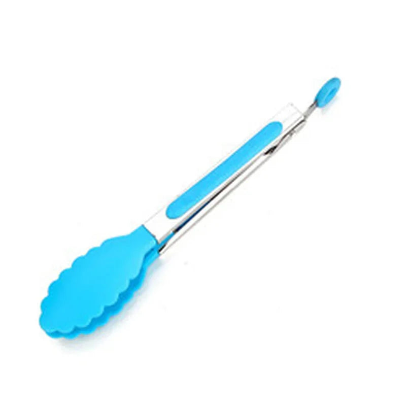 Afralia™ Silicone BBQ Grilling Tong Stainless Steel Food Clip Kitchen Gadget