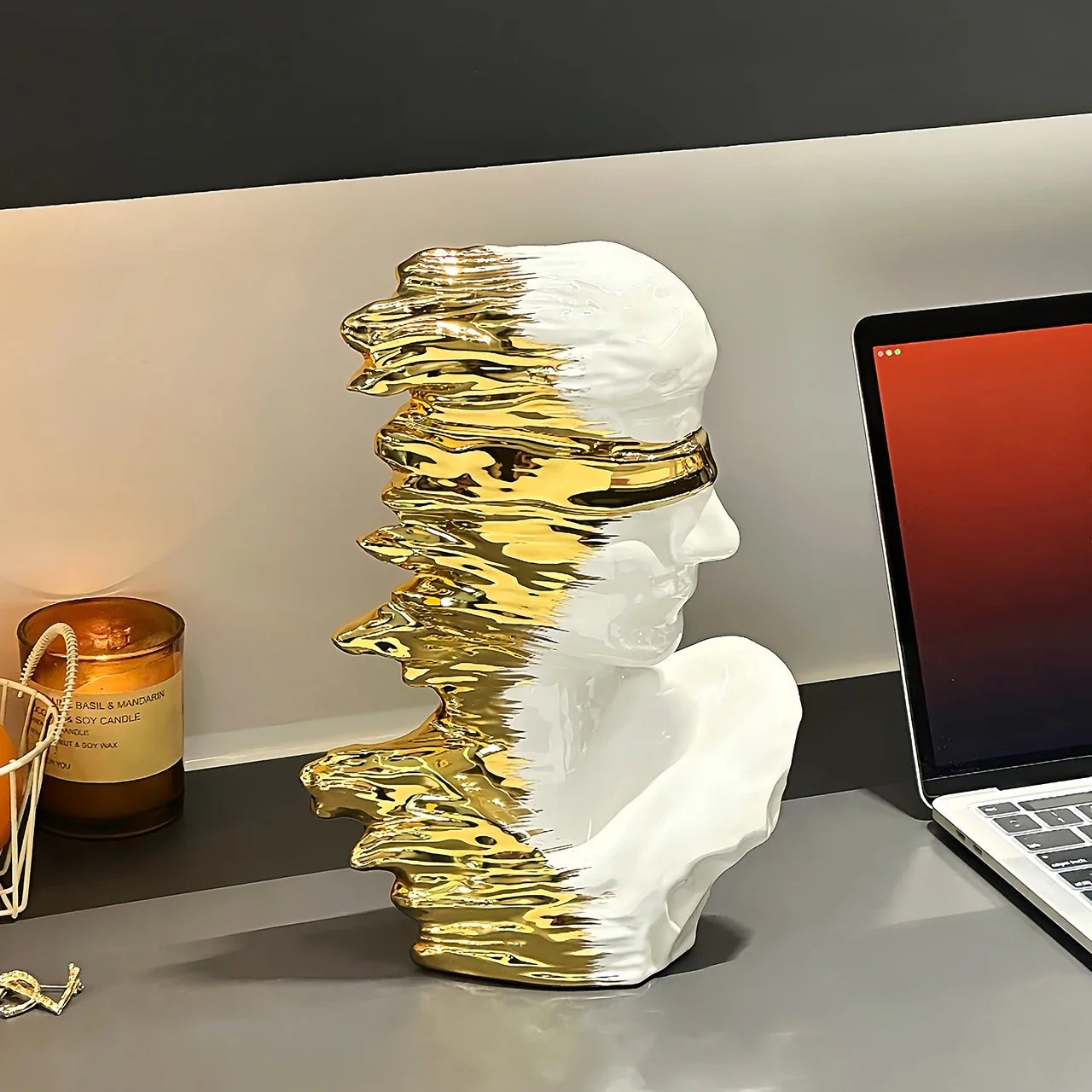 Afralia™ Silver Gradient Abstract Figure Sculpture Home Decor Figurine