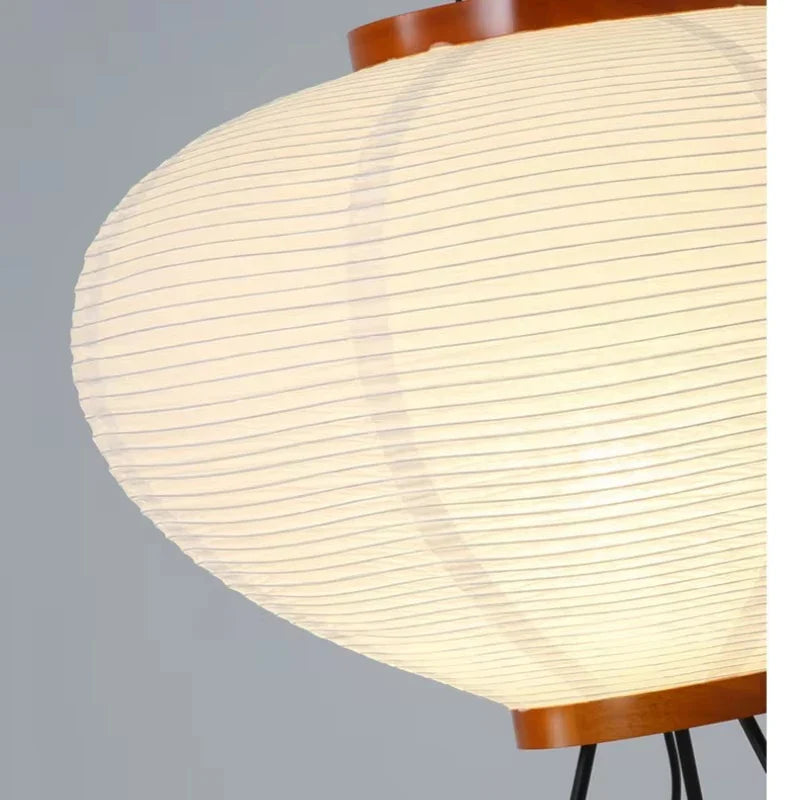 Afralia™ Japanese Rice Paper LED Floor Lamp Retro Standing Light
