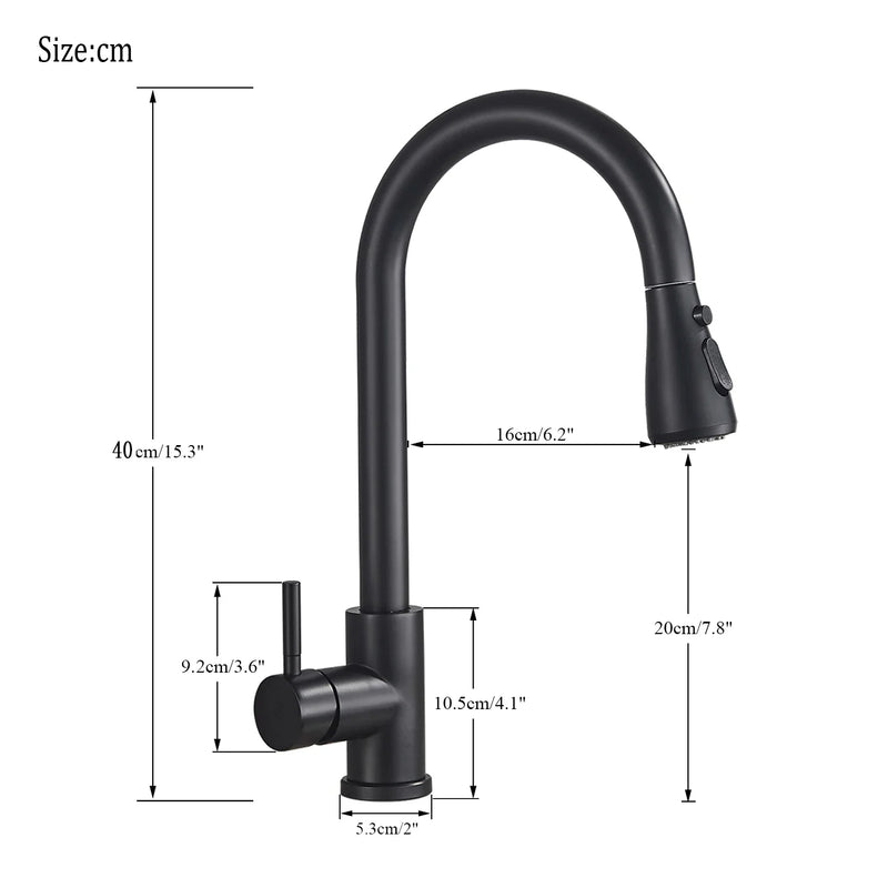 Afralia™ Black Pull Out Kitchen Sink Faucet - Deck Mounted Stream Sprayer Kitchen Mixer Tap