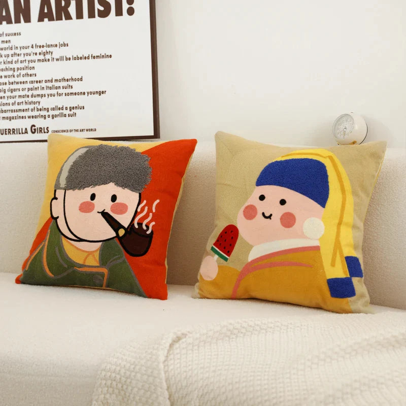 Frida Khalo Cartoon Pillowcase, Cute Sofa Cushion Cover by Afralia™