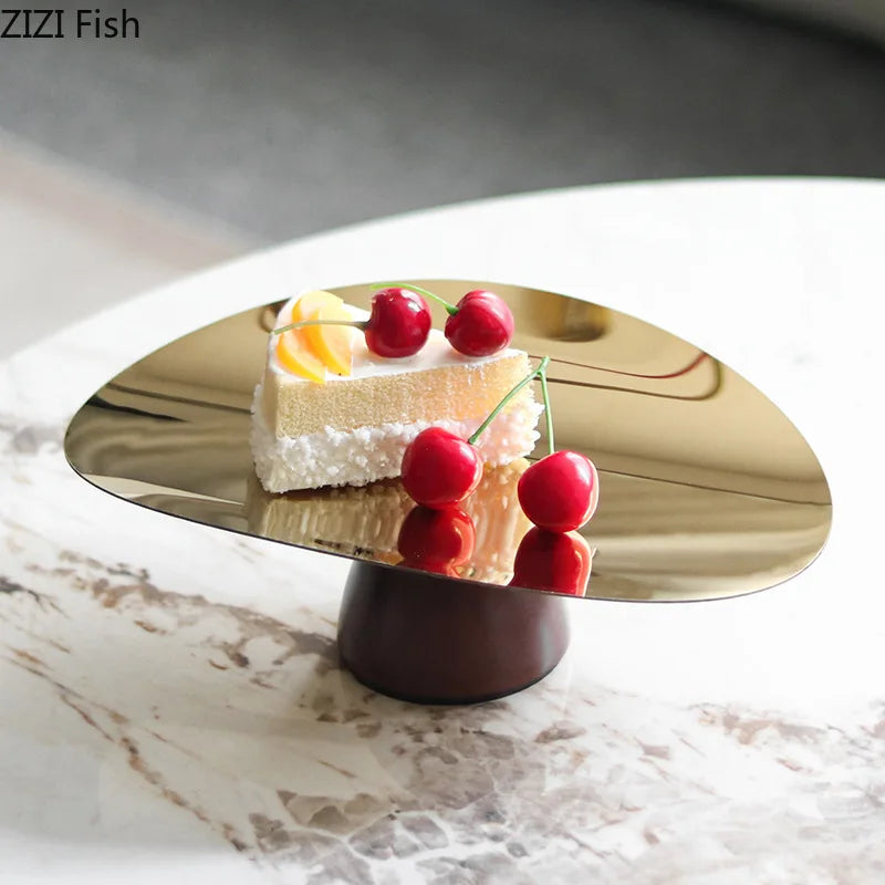 Afralia™ Gold Plated Wooden Fruit Bowl Tray Set for Home Kitchen and Restaurants