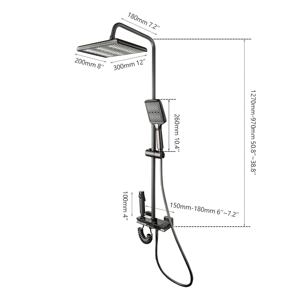 Afralia™ LED Rain Shower Set with Digital Display & Bidet Mixer Faucet