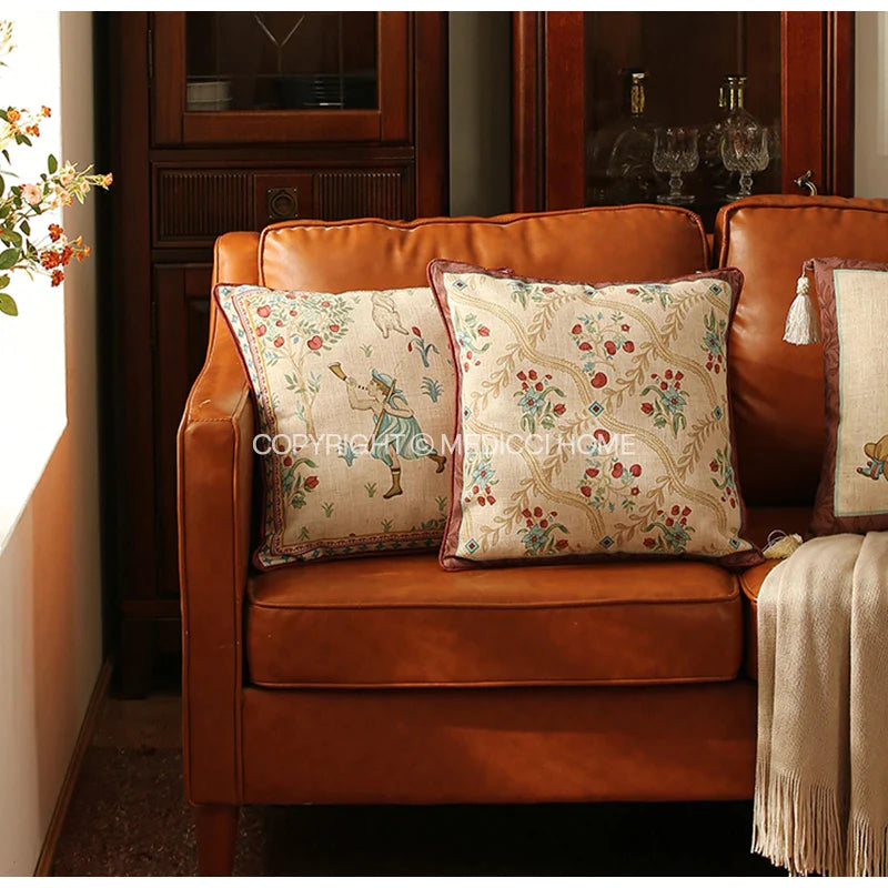Afralia™ Pastoral Song Vintage Throw Pillow Case, Childish Delight Farmhouse Cushion Cover