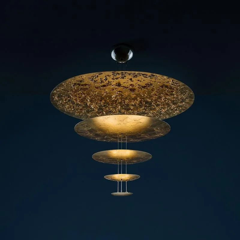 Afralia™ Gold Foil Pendant LED Chandelier, Modern Italian Design for Villas