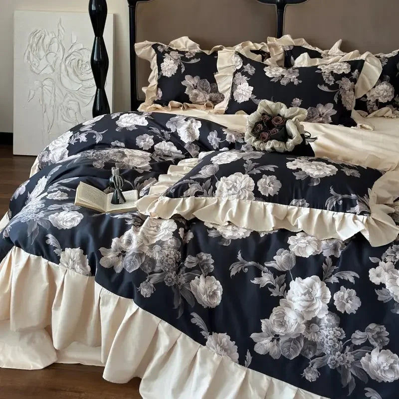 Afralia™ Svetanya 100s Egyptian Cotton King Queen Double Duvet Cover Bedding Set