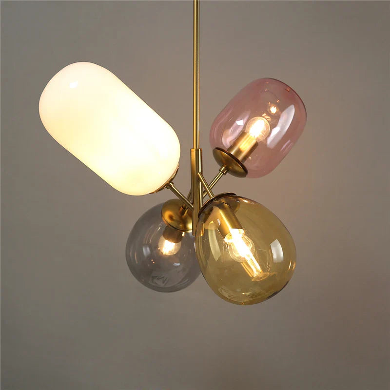 Afralia™ Glass Lustre Chandelier Pendant Lamp - Colorful Nordic Hanging Light for Home Decor