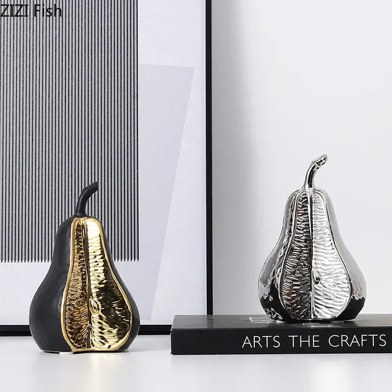 Afralia™ Ceramic Pear/Apple Sculpture | Modern Home Decor Ornaments