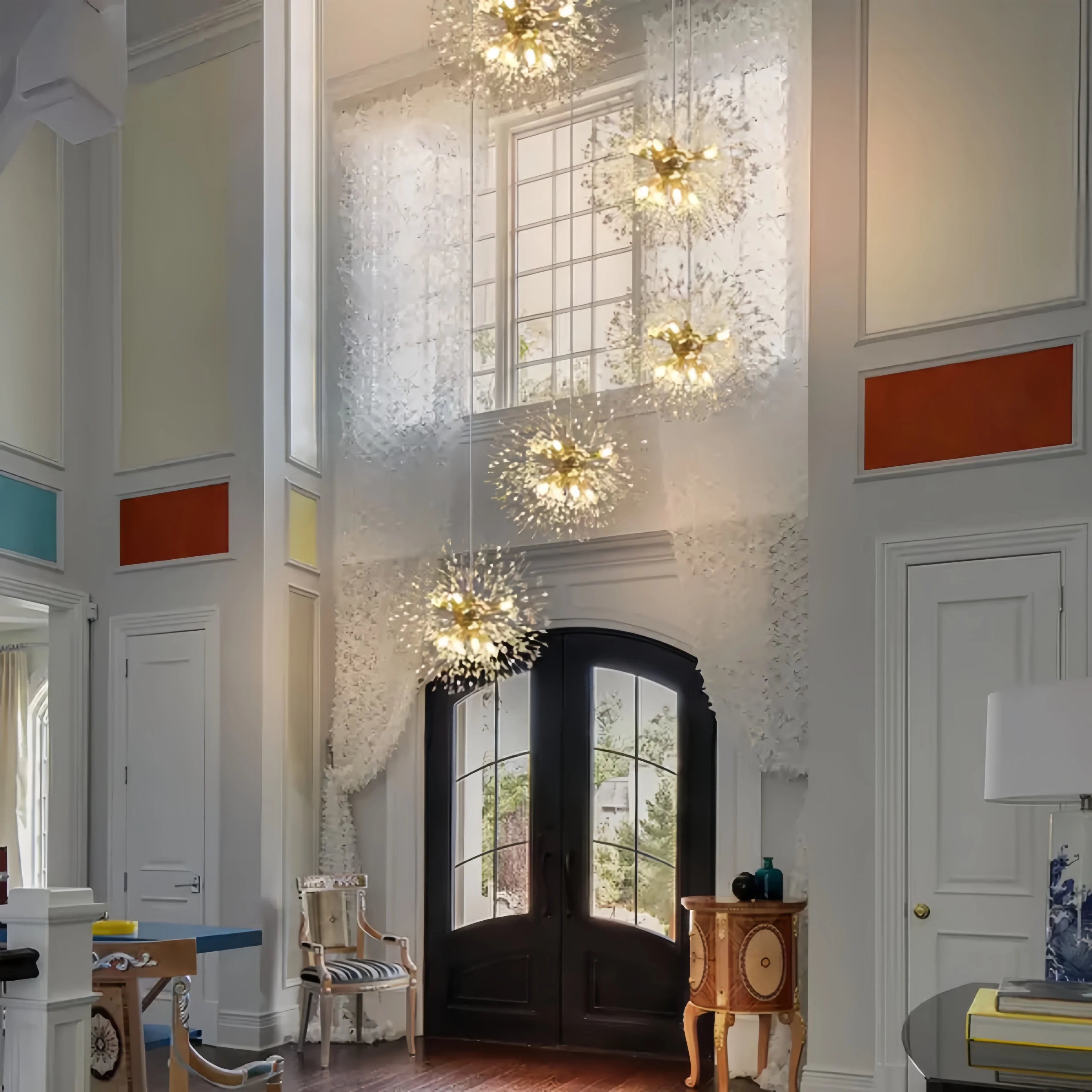 Afralia™ Modern Silver LED Chandelier for Staircase Loft Living Room Lobby