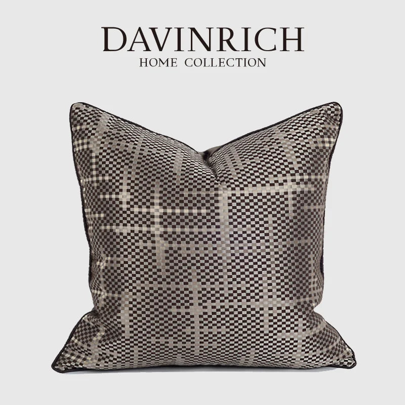 Afralia™ Brown Geometric Random Braided Square Pillow Cover - Wabi Sabi Style Collection