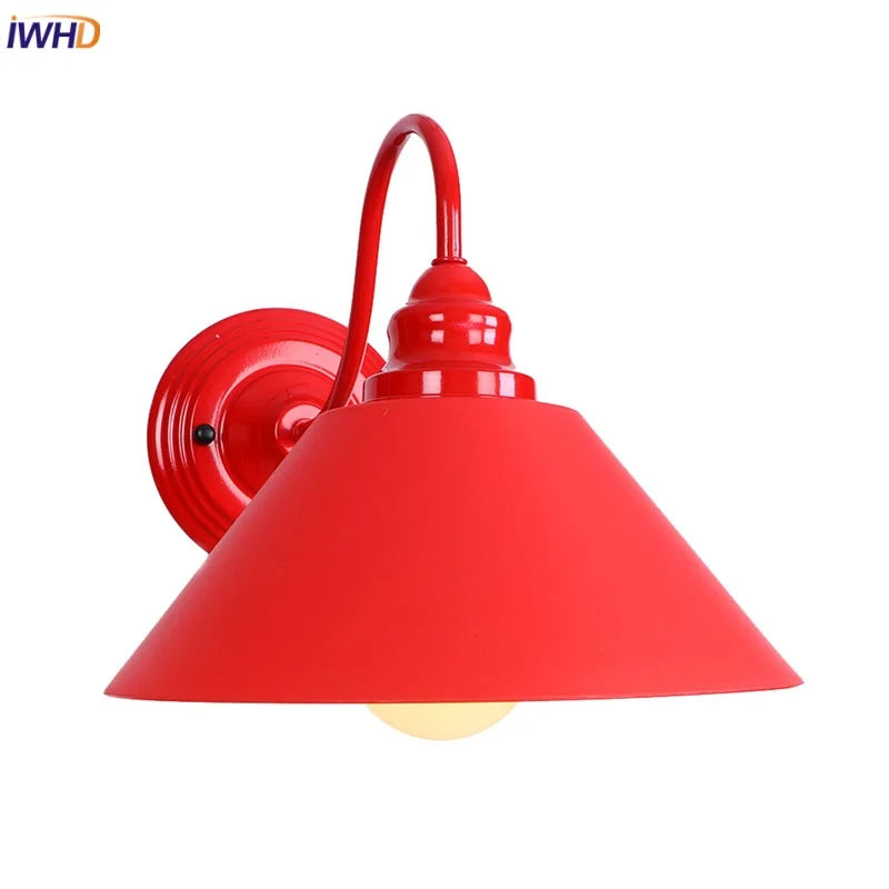 Afralia™ Red LED Iron Wall Lights - Industrial Vintage Bedroom Lamp