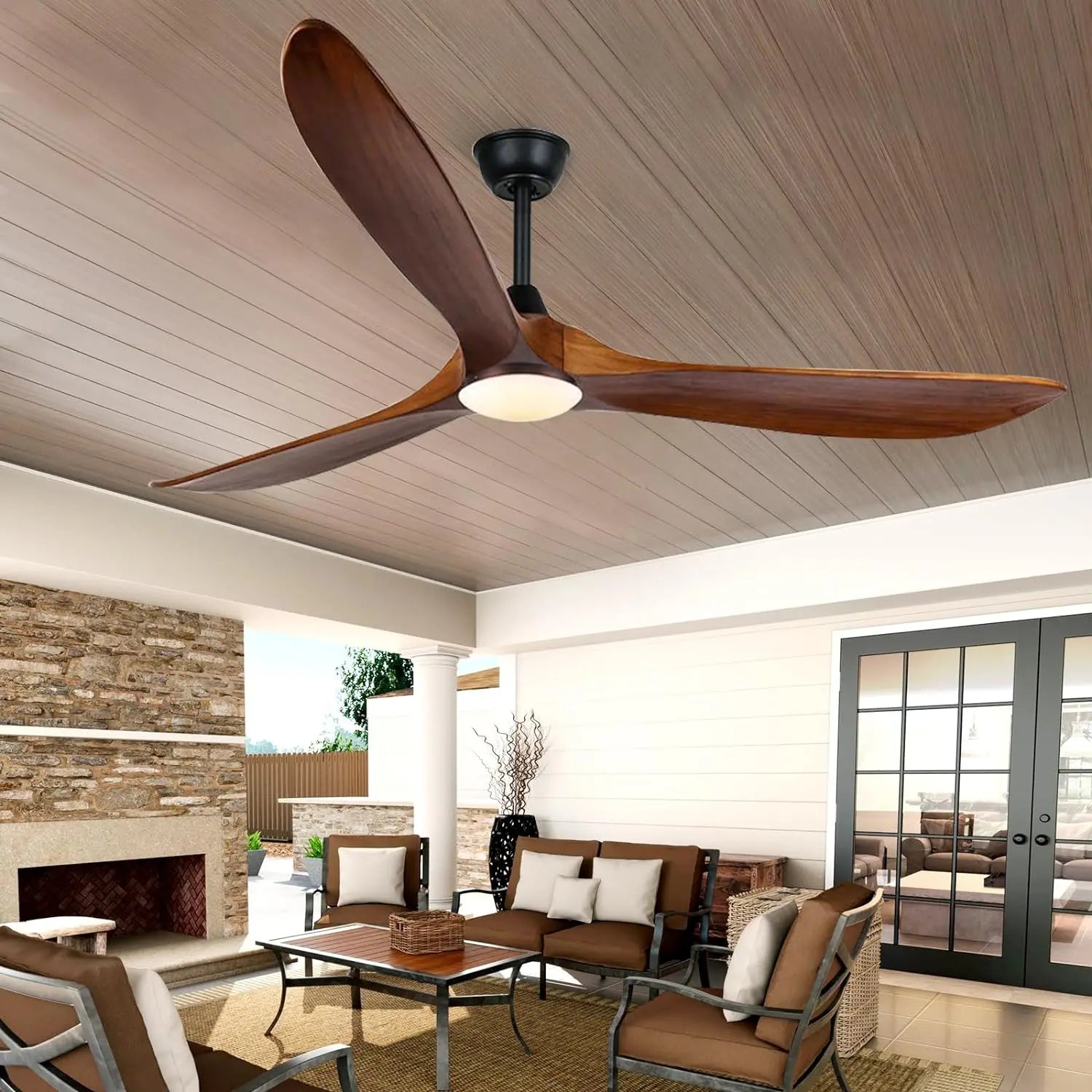 Afralia™ 52 Inch Wood Blade Ceiling Fan with Remote Control and Lights