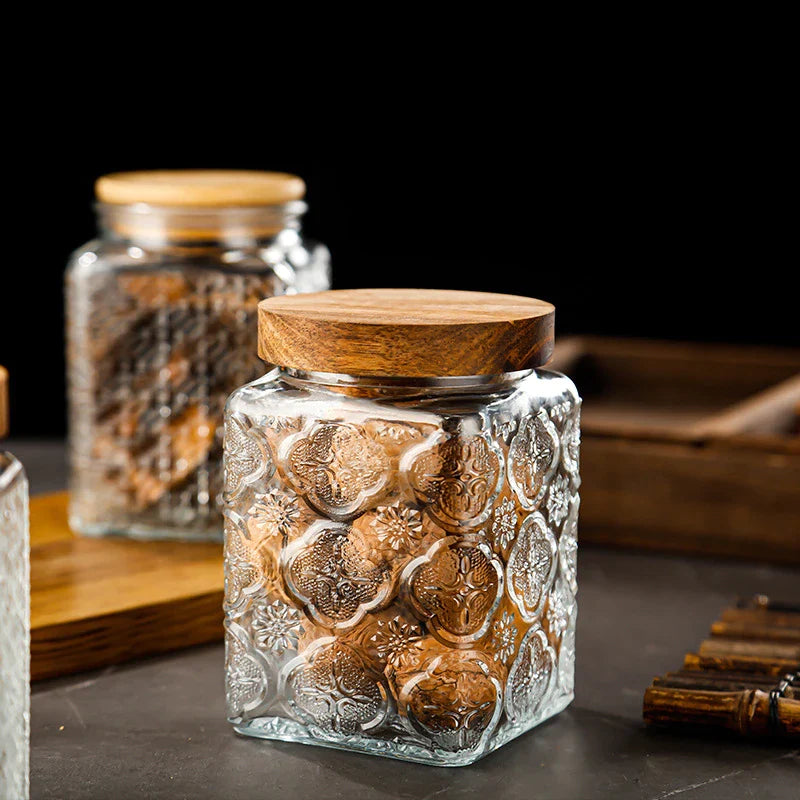 Glass Storage Jars with Airtight Lids by Afralia™: Transparent Mason Jar Boxes for Kitchen Organizing