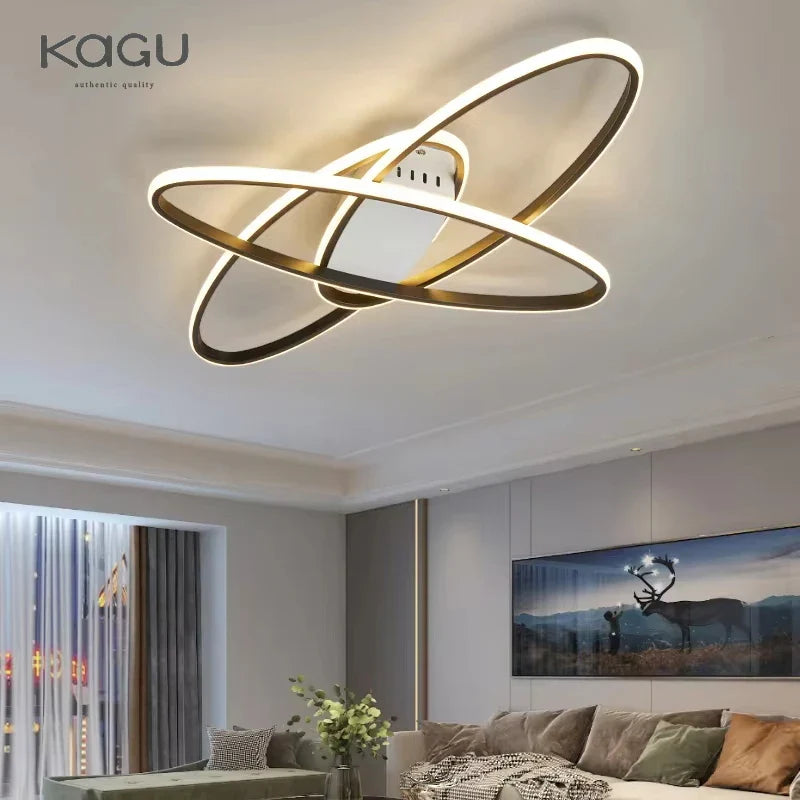 Afralia™ Oval Black LED Ceiling Light for Living Room, Bedroom, Kitchen, and Study