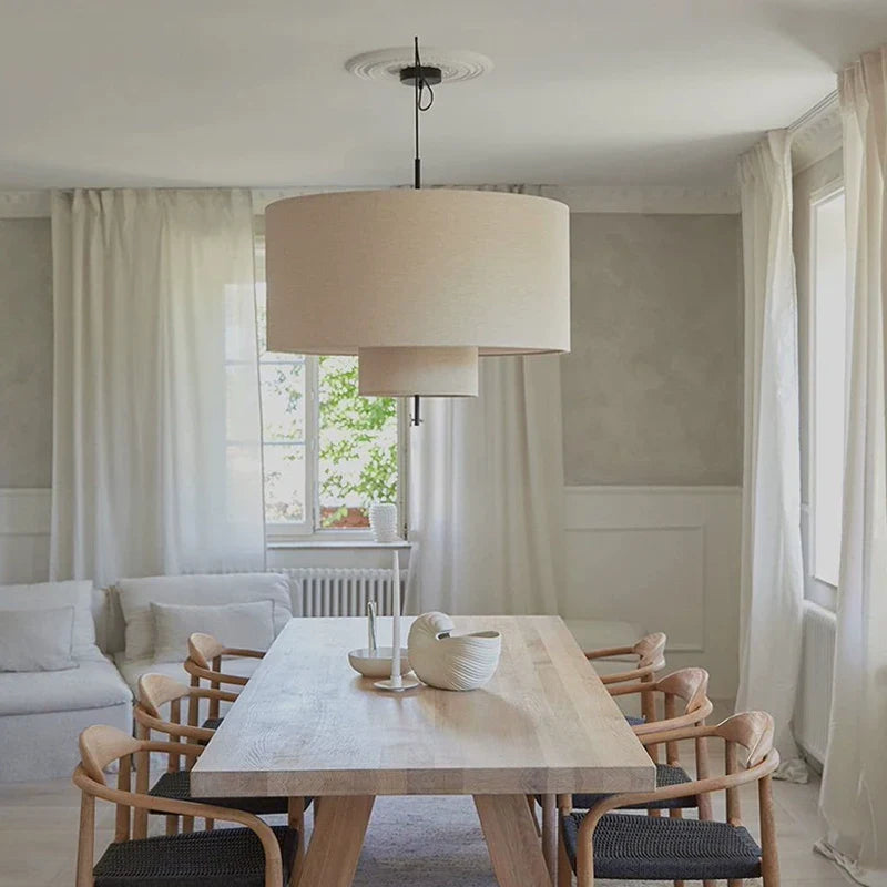 Afralia™ Fabric Chandelier LED Pendant Lights Nordic Minimalist for Living Dining Room
