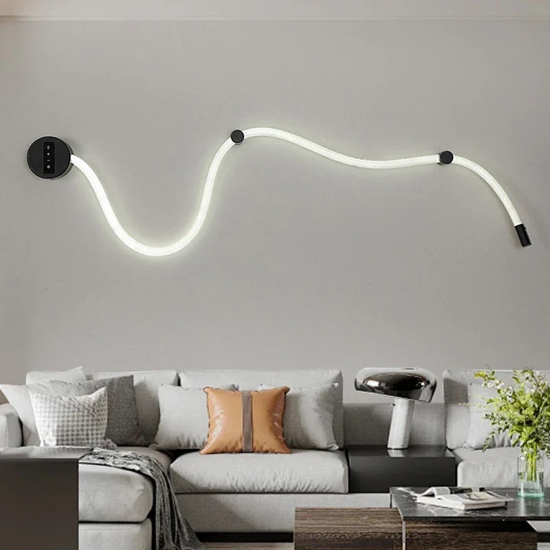 Afralia™ Minimalist Silicone Hose Wall Sconce | Luxe Tritone Light for Living Room, Bedroom