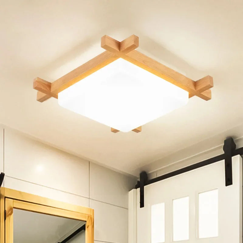 Afralia™ Wood Flush Mount Ceiling Light for Living Room Bedroom