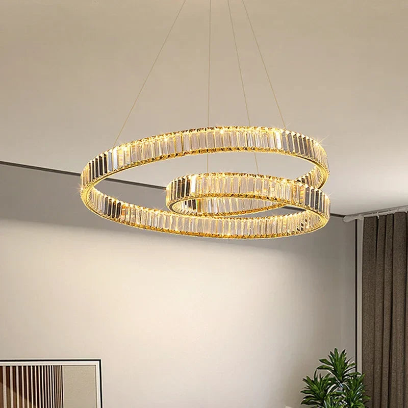 Afralia™ Modern Luxury LED Crystal Pendant Chandelier for Living and Dining Room