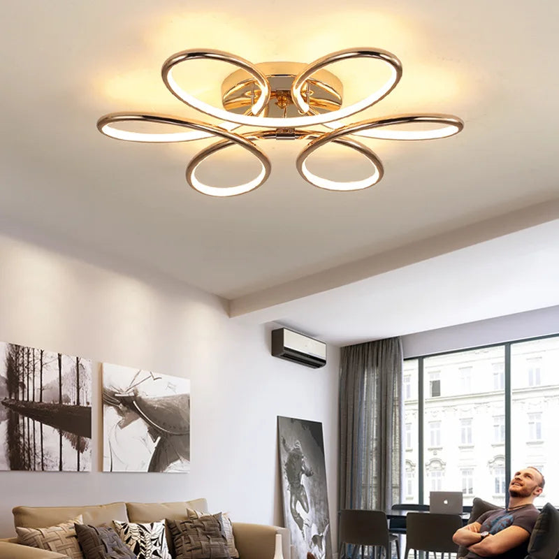 Afralia™ Golden Aluminum Ceiling Lights for Living Bedroom Kitchen Children's Room