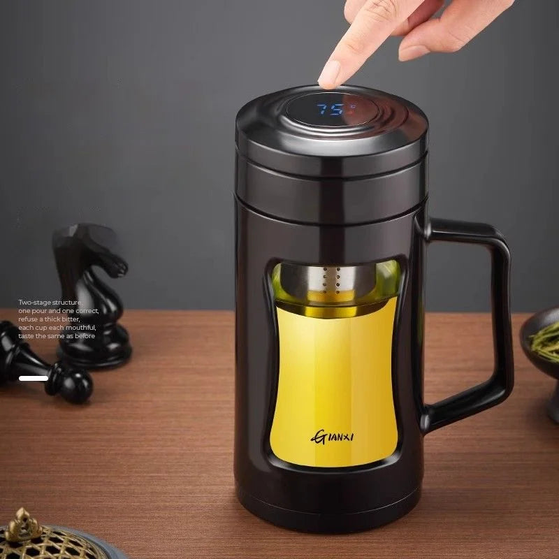 Afralia™ Glass Water Bottle: Sporty Double Glass with Handle, Leak Proof & Tea Separation.