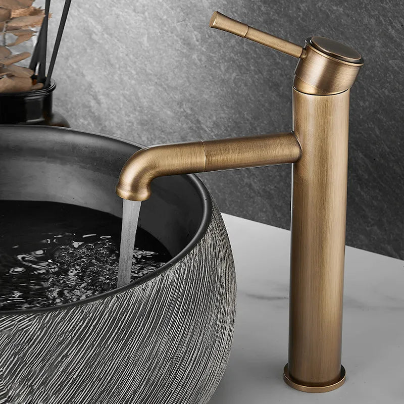 Afralia™ Bronze Basin Faucet: Hot & Cold Brass Sink Faucet, Rotating Mixer Tap