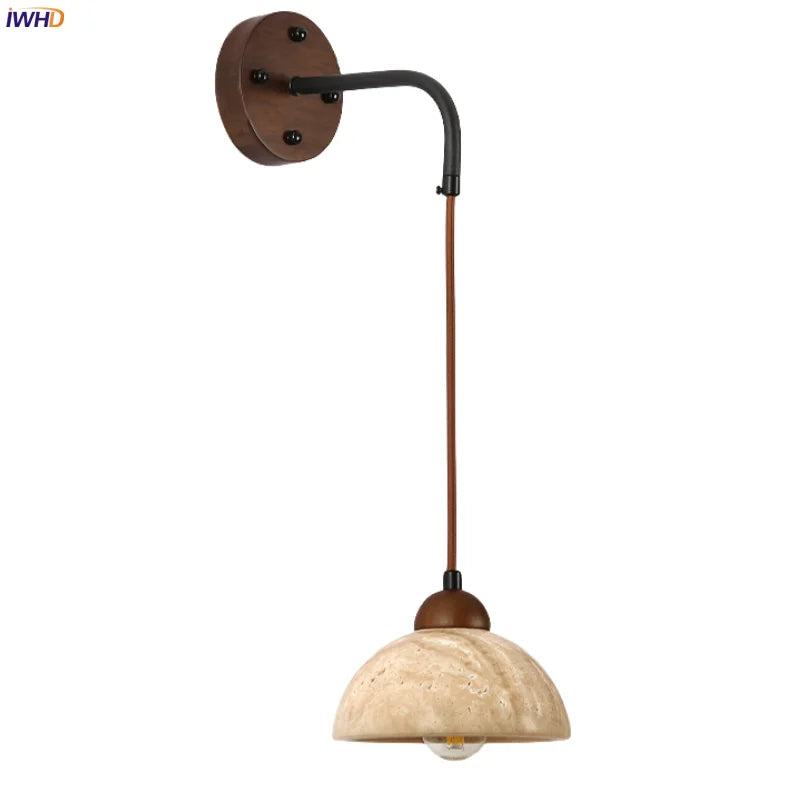 Afralia™ Yellow Travertine LED Wall Lamp for Home Decor