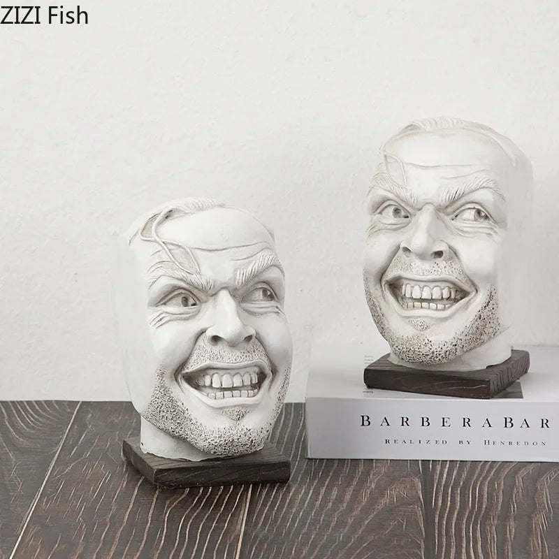 Afralia™ Ferocious Face Figures Bookends - Modern Resin Sculpture Ornaments