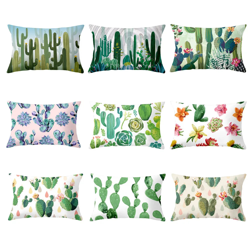Afralia™ Tropical Cactus Cushion Covers for Kids Room Decor in 30x50CM Size