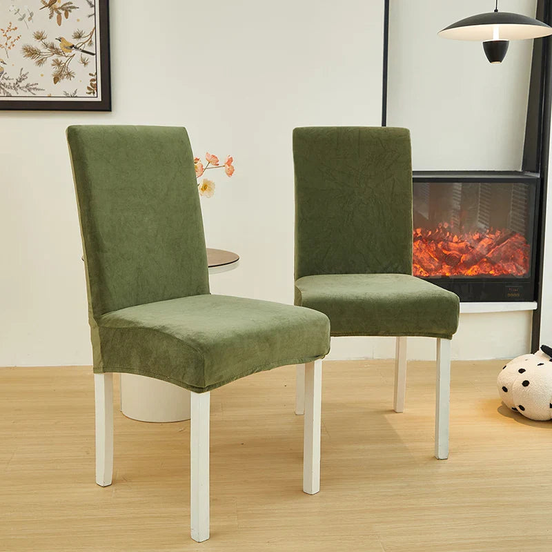 Afralia™ Velvet Chair Cover Slipcovers in Stretch Plain Seat Solid Color Thick Fabric
