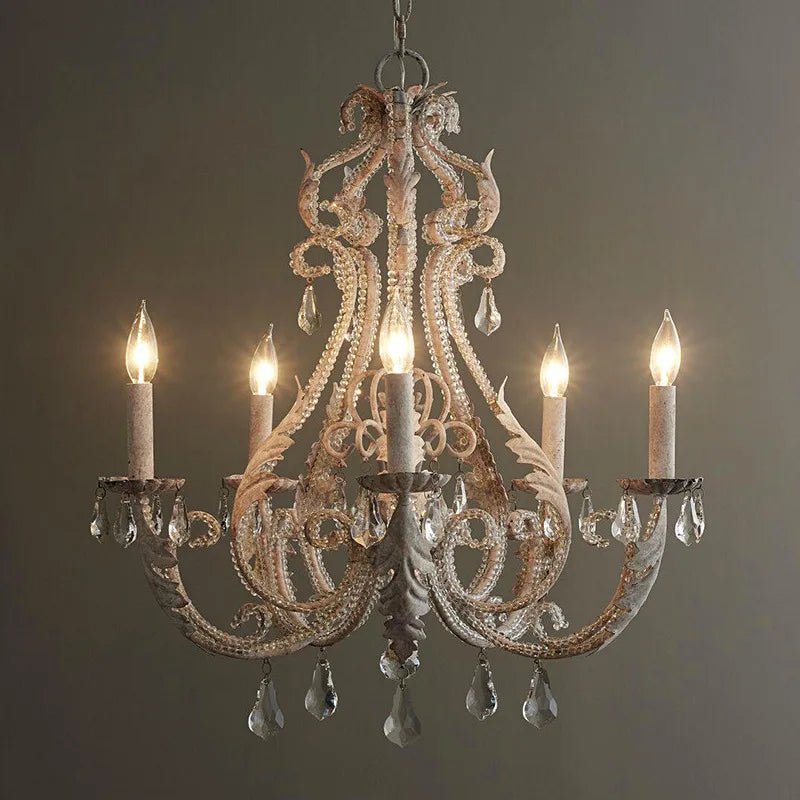 Afralia™ Iron Crystal Chandelier for Living Room Dining Bedroom E14 Lighting