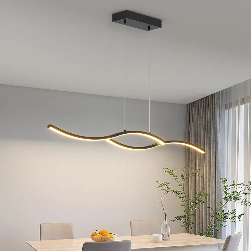 Afralia™ LED Pendant Chandelier: Modern Nordic Strip Light for Dining, Kitchen, Office, Coffee Room
