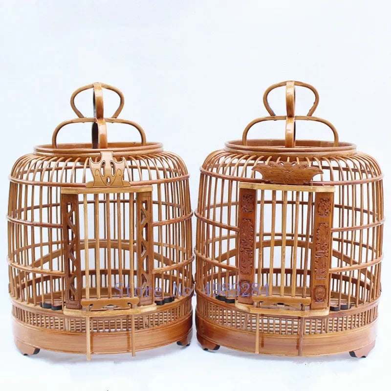 Afralia™ Small Bamboo Handmade Canary Birdcage Hanging Ornament Decoration