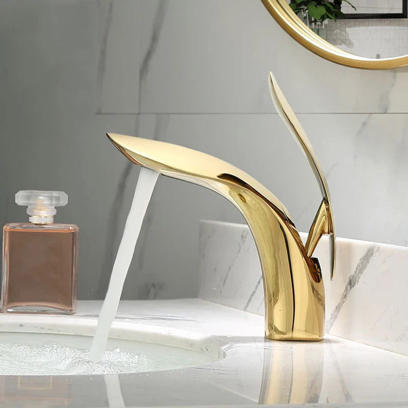 Afralia™ Brass Basin Faucet: Hot & Cold Water Mixer for Bathroom Vanity Sink