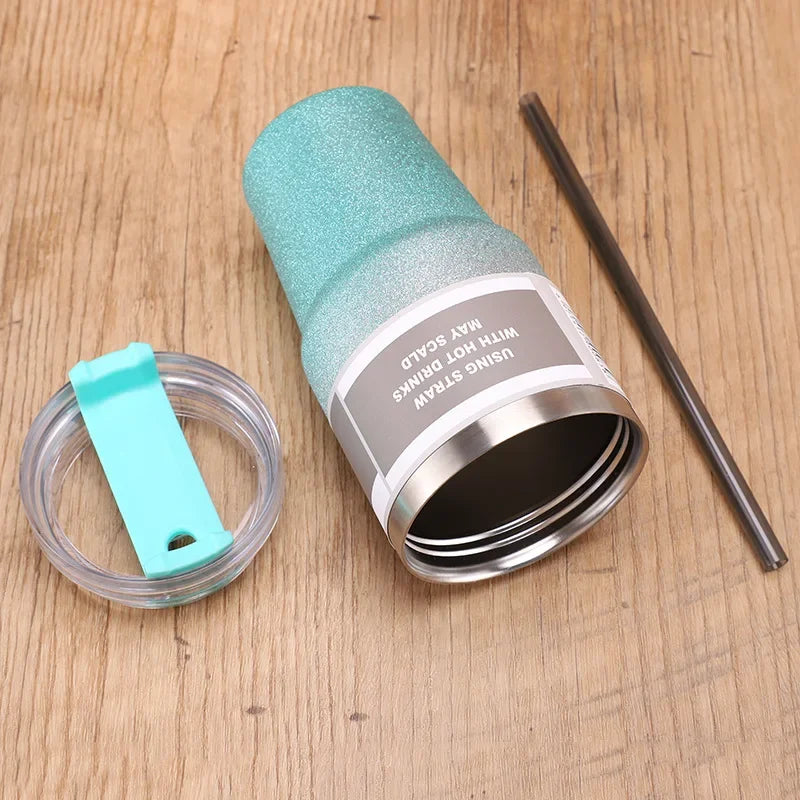 Afralia™ Double Wall Insulated Stainless Steel Water Bottle with Straw - Large Capacity Mug