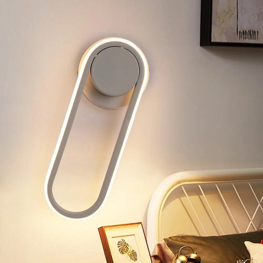 Afralia™ Modern White LED Wall Sconce Rotational Light Fixture for Bedroom Living Room