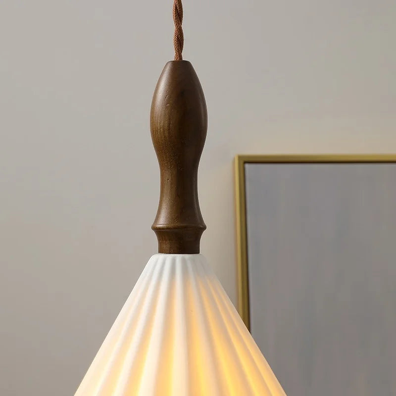 Afralia™ Ceramic Wood Pendant Light - Nordic Modern LED Hanging Lamp for Home Decor