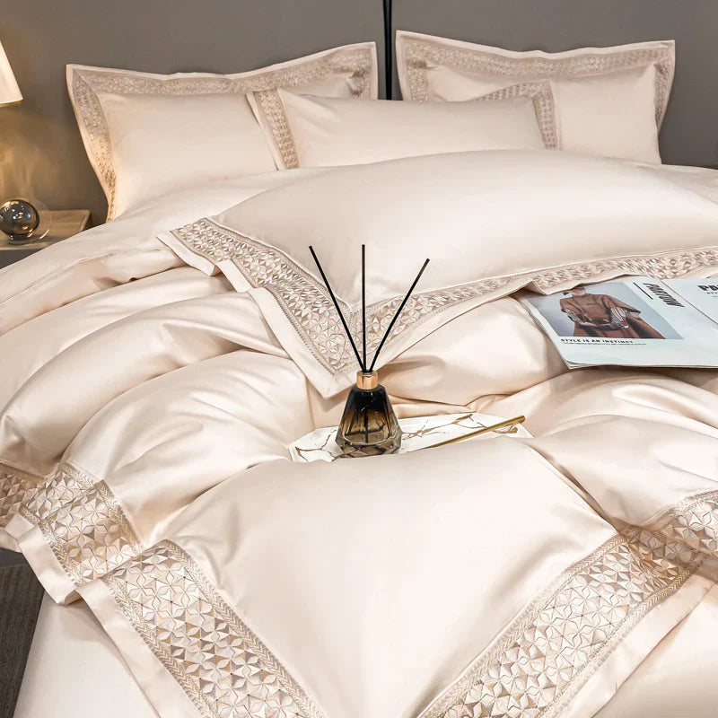 Afralia™ Luxury Embroidered 4-Piece Bedding Set