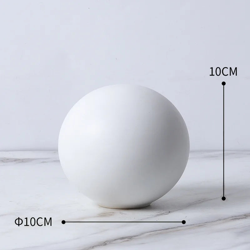 Afralia™ Cube Round Statue Decor Ceramic Ornament Sculpture Artwork for Desk & Room