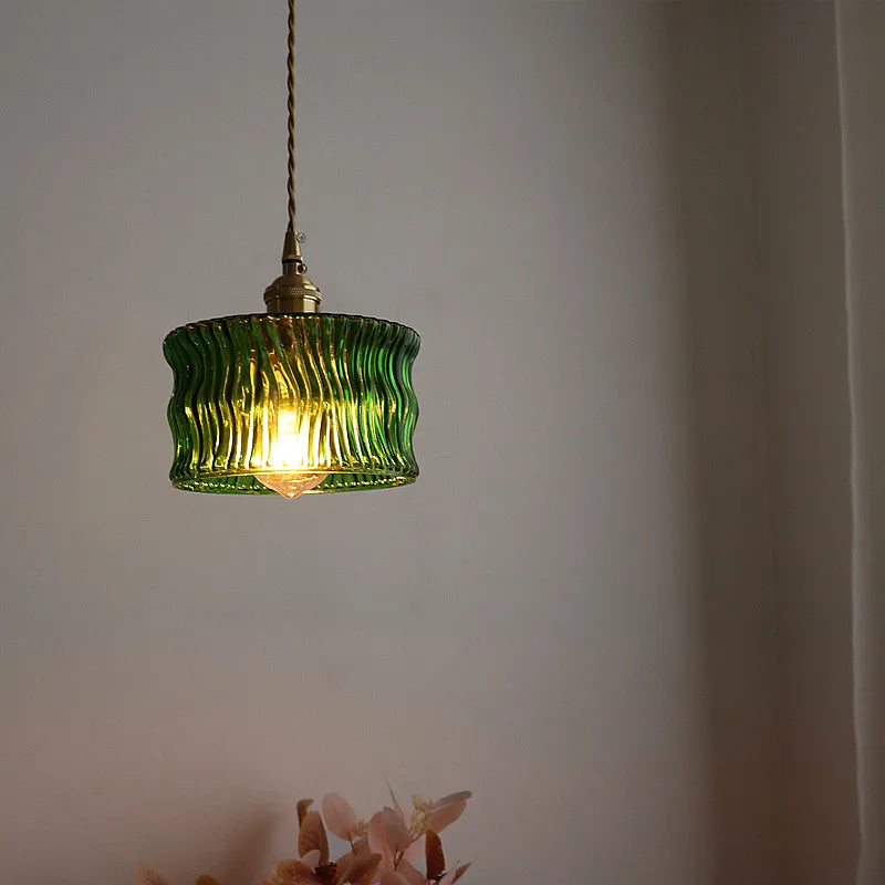 Afralia™ Green Glass LED Pendant Light - Nordic Modern Hanging Lamp