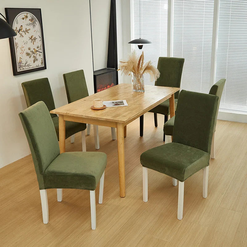 Afralia™ Velvet Chair Cover Slipcovers in Stretch Plain Seat Solid Color Thick Fabric