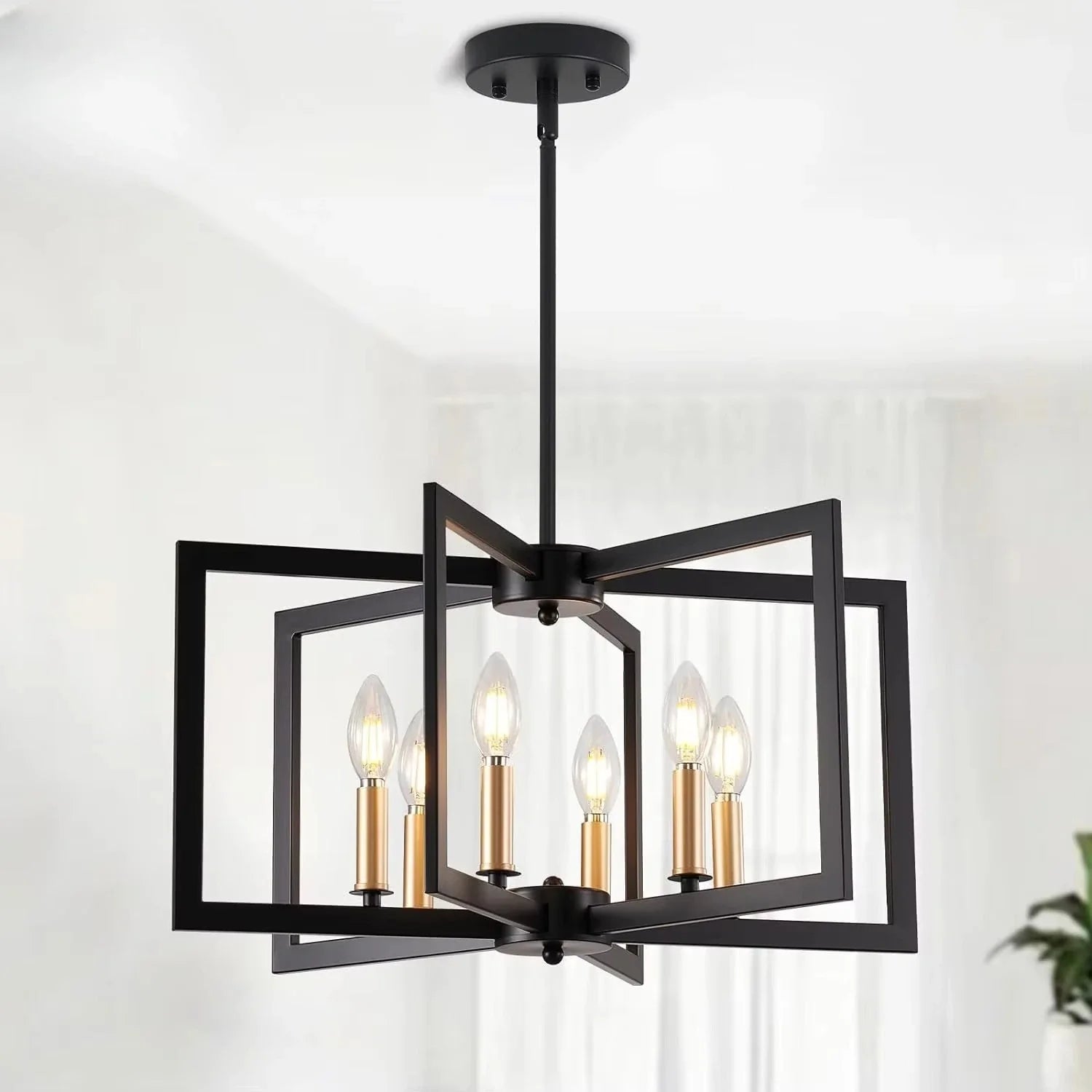 Afralia™ Vintage Black Iron Candle LED Ceiling Chandelier for Home Decor