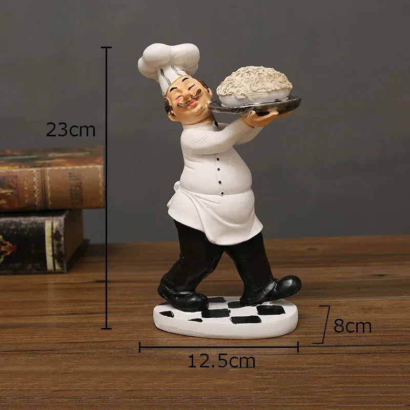 Afralia™ Bearded Chef Resin Figure Sculpture Modern Kitchen Desk Decor Ornaments