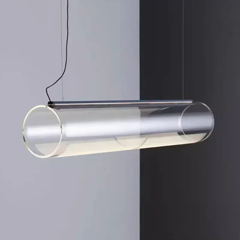 Afralia™ Glass Cylinder Chandelier: Sleek Indoor Lighting for Living Room & Dining Room