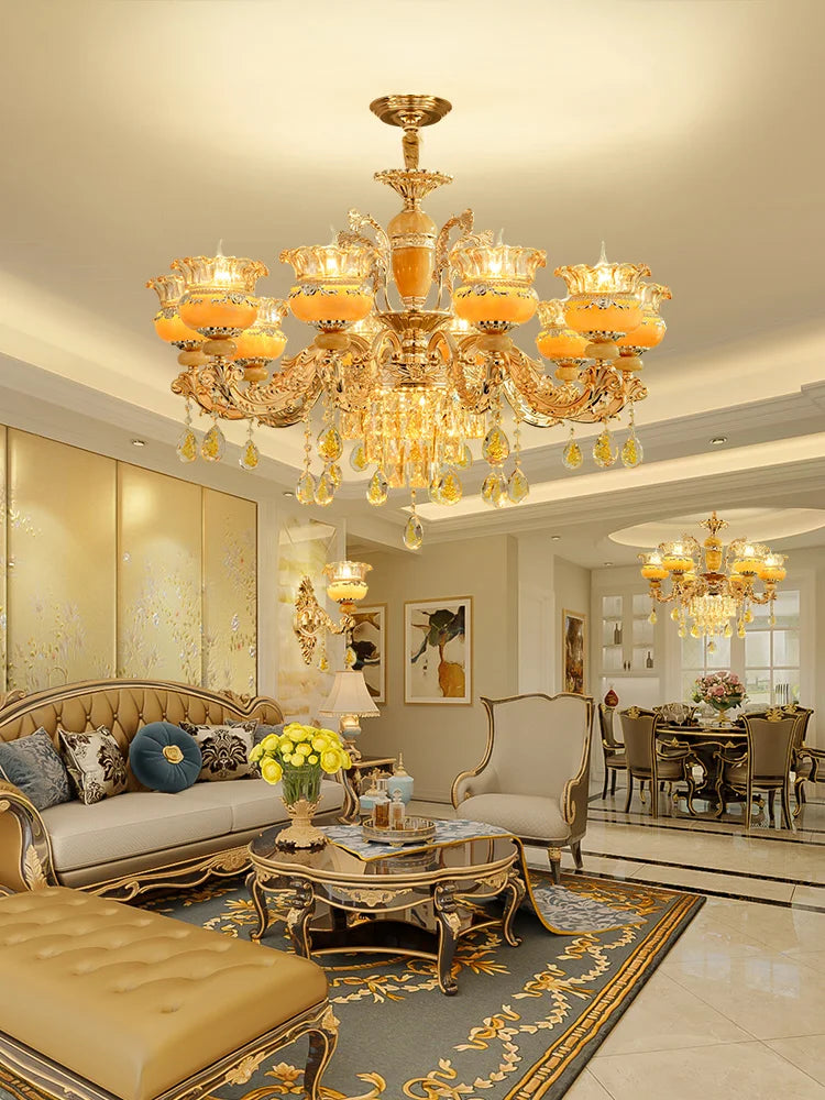 Afralia™ Luxury Jade Crystal Chandelier for Elegant Living Spaces